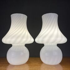 Set 2 lampade da tavolo FUNGO FUNGO vetro MURANO vortice bianco vintage Italia anni 70