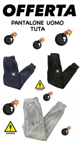 Pantalone felpato zip uomo - felpato,