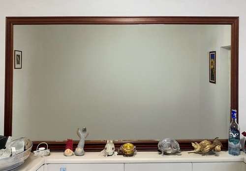 Specchio con cornice legno - specchio, in