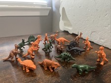 Lotto 19 mini figurine gomma PINOSAURI ANIMALI PREISTORICI Panini vintage