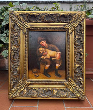 Antico dipinto olio tavola - antico,