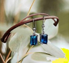 ORECCHINI DONNA ZAFFIRO BLU NATURALE 1.9 CTW IN ARGENTO 925 PENDENTI IDEA REGALO