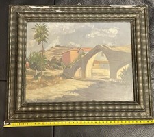 Vincenzo Stagnani 1914 - 1985 Modigliana Forlì Cesena  Olio Ponte Signora 1929