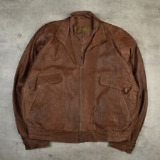 Vintage Leather Bomber Jacket Brown XL
