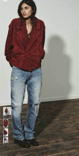 Giacca zara rossa 100 pelle - zara,
