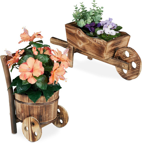 Carriole portafiori legno - carriole,