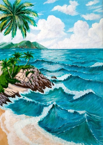 Palme spiaggia paesaggio - palme,