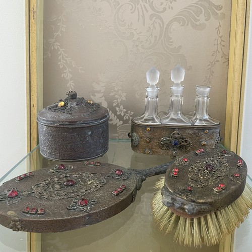 Vintage jeweled vanity set j - vanity, e&j
