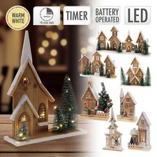 Casetta di Natale con luci decorazione in legno ornamento con batteria a scelta