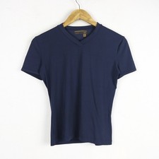 T-shirt Gas Taglia L Donna Logo Maglia Sportiva Tinta Unita Blu Scollo a V Comod