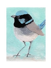 Aceo By Kenna  Blue Fairy Wren