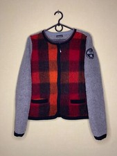 Napapijri giacca donna lana pile zip intera cardigan pullover a quadri taglia S