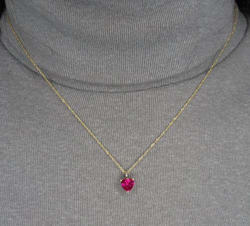 Collana cuore rubino placcato