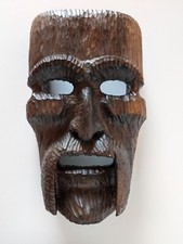 Maschera artigianato sardo indossabile in legno firmata pezzo unico 1971