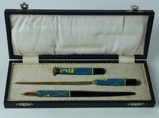 SET SCRITTURA DA VIAGGIO VINTAGE (3 PEZZI) NELL'ASTUCCIO ORIGINALE (cm 22,5x8,3x