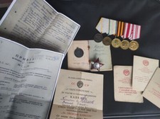 Medaglie URSS + Merito Militare + Ordine Stella Rossa (Set di 7) Una Persona