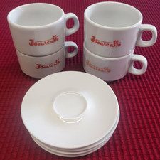 TAZZE PER DA CAPPUCCINO X4 IDEALCAFFÈ IN PORCELLANA BIANCA IMPILABILI CON PIATTI