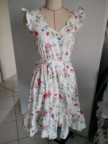 Vestito bianco fiori con - vestito,