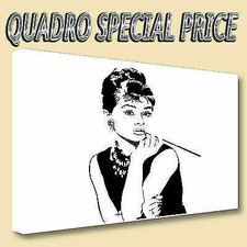QUADRI MODERNI TELA 30X50  AUDREY HEPBURN COLAZIONE DA TIFFANY ARTE ARREDO