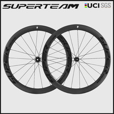 SUPERTEAM 50mm Freno a Disco Stradale Set Ruote 700C Carbonio 6Pawls Mozzo per HG 12S
