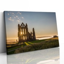 Quadro Sun Ray on Whitby Abbey stampa su tela con cornice arte da parete