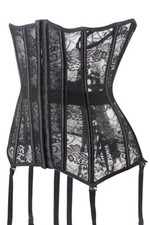 Serra Taglia Corsetto Sottoseno Pizzo Nero 6 Porta Giarrettiere Taglia Comoda