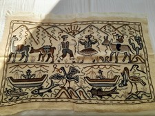 Pannello decorativo da parete tessuto lana ricamato a mano - Perù cm. 101x67