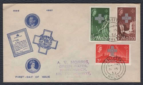 Malta 1957 georg cross - malta, fdc
