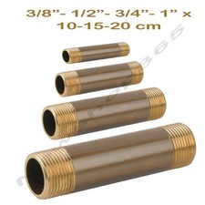 BARILOTTO TRONCHETTO FILETTATO GIALLO TUBO OTTONE MASCHIO MASCHIO 3/8 1/2 3/4 1"