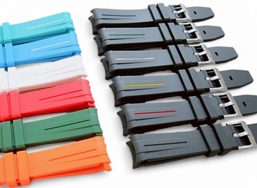 Curved end rubber watch strap - rubber,