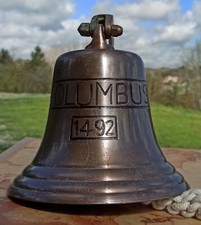 Campana Nautica da Appendere con Scritta Columbus 1492 Altezza cm 22 Diam. cm 20