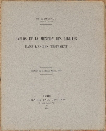 Dussaud byblos mention - la,