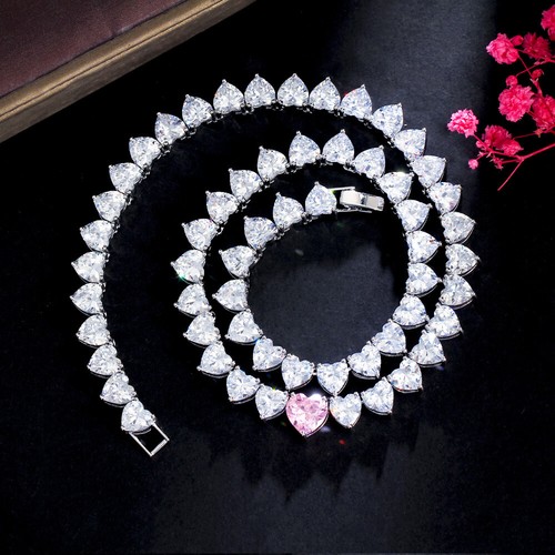 Collana tennis solitario cuore - tennis,