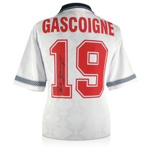 Maglia da calcio dell'Inghilterra 1990 autografata da Paul Gascoigne