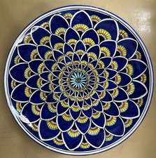 Deruta pottery - 12’’ Plate Peacock Pattern Made/painted by hand Italy