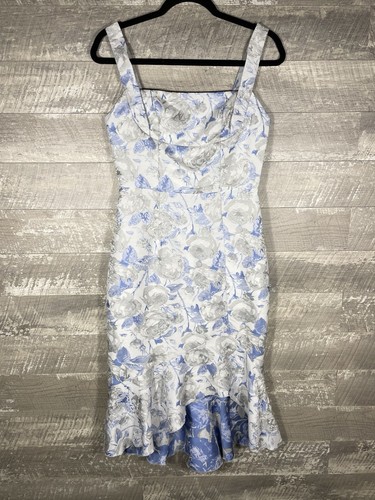 Abito blu argento floreale - abito,