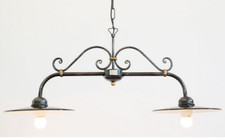 LINEA PIATTO CRUCCOLINI LAMPADARIO ø 27 in ferro battuto piatto smaltato 2 luci