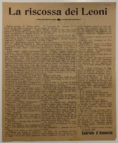 Fiume gabriele annunzio - fiume, la