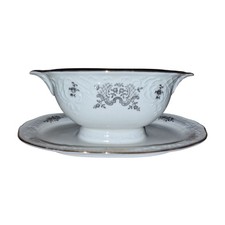 Salsiera Porcellana Zeh Scherzer Bavaria Germany Con Piatto E Decorazioni Oro