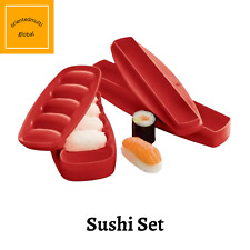 Nuovo set di 2 utensili da cucina Tupperware Sushi & Nigiri Maker Red spedizi...