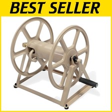 Organizzatore di tubi resistenti - Contiene 200 piedi, bobina di montaggio a parete e pavimento in acciaio, marrone chiaro