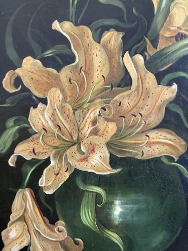 Antico dipinto olio gigli - dipinto,