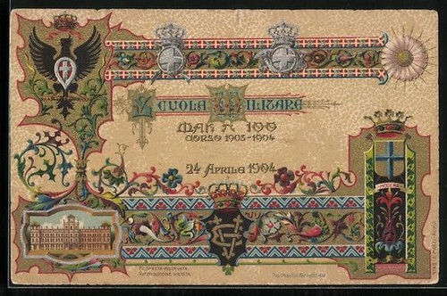 Cartolina scuola militare - scuola,