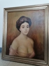 Dipinto a firma di Musio - Ritratto di giovane donna - Sardegna - Cagliari