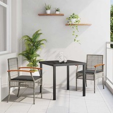 vidaXL Set da Pranzo per Giardino 3 pcs Grigio polyrattan