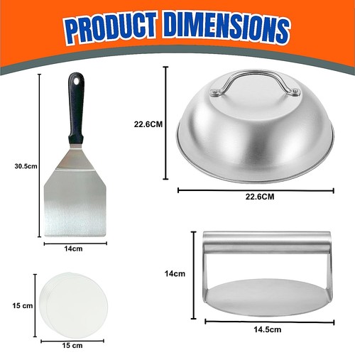 Stainless steel burger press - steel,