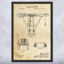 Poster arte da parete brevetto gru Jib, tela o cornice decorazione industriale regalo caposquadra