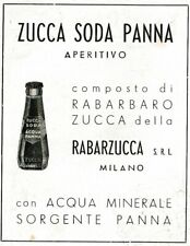 PUBBLICITA' 1948 ZUCCA SODA PANNA APERITIVO RABARBARO ZUCCA ACQUA PANNA 