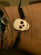 SALDI Bracciali Bracciale Alluminio Acciaio Cordino Pepite Teschio Cristalli