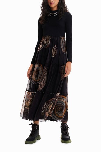 Maxi abito nero desigual - maxi,